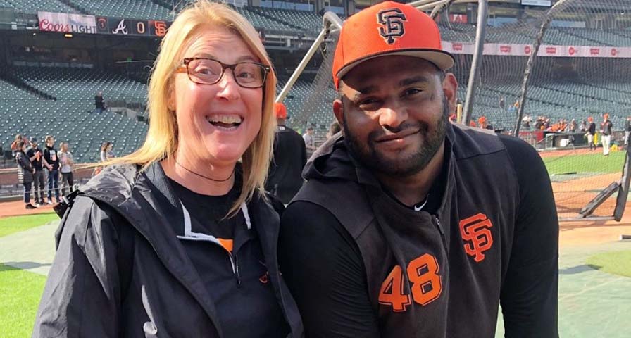 Teacher of year visits with S.F. Giants