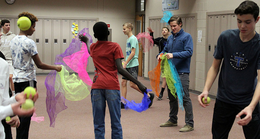 Papillion Middle School students learn to juggle