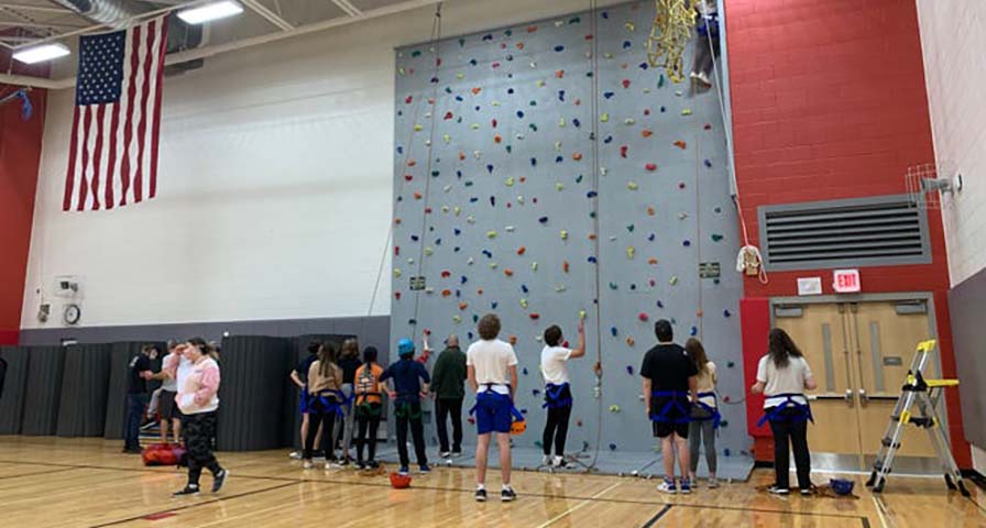 Climbing wall an essential part of Sanford High School PE program