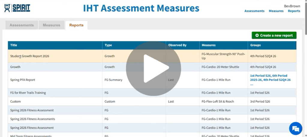 IHT Student Growth Report for Spirit Heart Rate Monitors for Schools